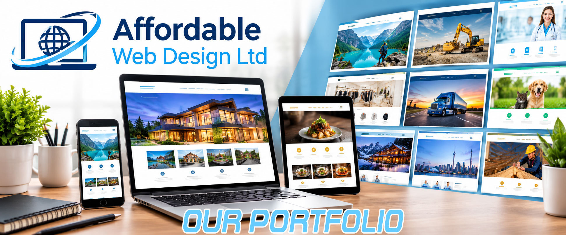 View Affordable Web Design Ltd's portfolio to see how we can mix and match all kinds of web elements to create a unique website just for you.